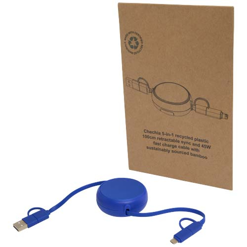 Câble personnalisé rétractable plastique recyclé et alu Alasia Bleu royal